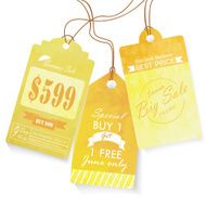 Sale label advertising design with yellow watercolor summer on mid