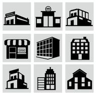 Buildings stores and home icon set N2