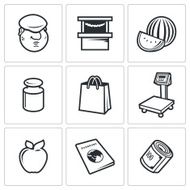 Trading on the market icons Vector Illustration