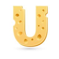 Cheese U letter Symbol isolated on white