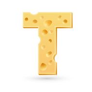 Cheese T letter Symbol isolated on white