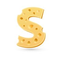 Cheese S letter Symbol isolated on white