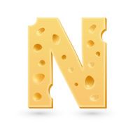 Cheese N letter Symbol isolated on white