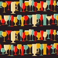 Alcoholic Glass Silhouette Seamless Pattern Background Vector Il N8
