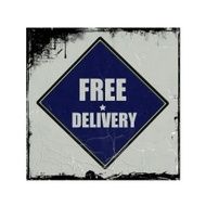 Free delivery white stamp text on blue black background N3