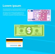 Currency Cash Banknote Dollar Euro Credit Card