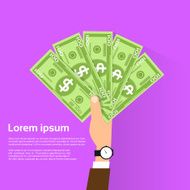 Hand hold One Hundred 100 Dollars Banknote Pack