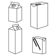 Juice milk blank white carton boxes packages isolated icons vector
