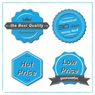 Set of blue retro sale tags in vintage style