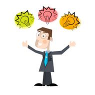 Business Man Vector Illustration with Bulbs