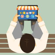 Man doing inline shopping