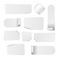 Set Of Blank white paper stickers N2
