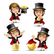 People Set - Business Businesswomen Magician money