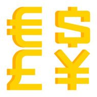 Currency signs euro dollar pound sterling yen