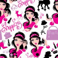 Seamless pattern for fashion Design glamor lovely girls N2