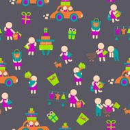 Seamless vector background shopping people