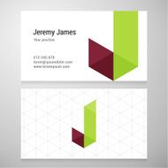 Modern letter J origami Business card template N2