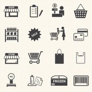 Shopping mall and delivery icons set