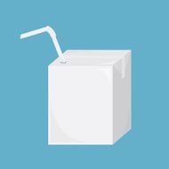 Vector of white blank milk juice carton box with straw