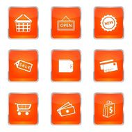 Shopping Sign Square Vector Orange Icon Design Set 2 N11