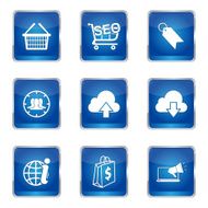 SEO Internet Sign Square Vector Blue Icon Design Set 7 N11