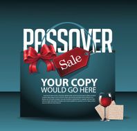 Passover sale shopping bag wine and matzoh background
