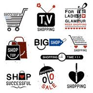 Set of vintage Shopping logo labels