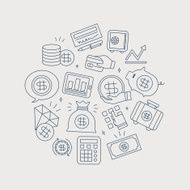 Business finance line icon circle set N2