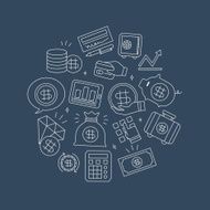 Business finance line icon circle set N3