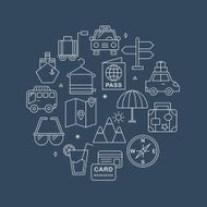 Travel line icon circle set N2