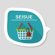 shopping basket flat icon with long shadow eps10 N57