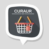 shopping basket flat icon with long shadow eps10 N58