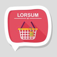 shopping basket flat icon with long shadow eps10 N59