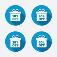 Sale gift box tag icons Discount symbols N54