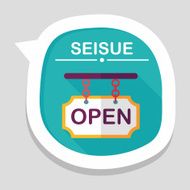 shopping store sign flat icon with long shadow eps10 N152