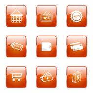 Shopping Sign Square Vector Orange Icon Design Set 2 N12