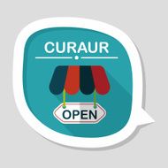 shopping store sign flat icon with long shadow eps10 N153