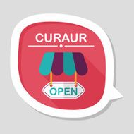 shopping store sign flat icon with long shadow eps10 N154