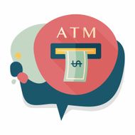 atm flat icon with long shadow N24