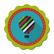 Hot Air Balloon flat icon with long shadow N54