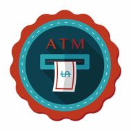 atm flat icon with long shadow N25