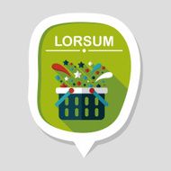 shopping basket flat icon with long shadow eps10 N60