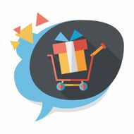 shopping cart flat icon with long shadow N33