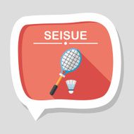 badminton racket and ball flat icon with long shadow eps10 N15