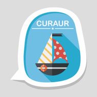 Sailboat flat icon with long shadow eps10 N24