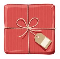 Parcel wrapped up with striped red paper tied twine