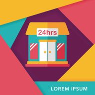 Building convenient store flat icon with long shadow eps10 N26