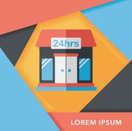 Building convenient store flat icon with long shadow eps10 N27