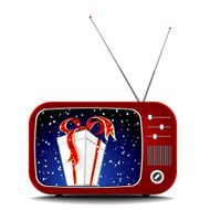 Retro TV with big nice gift