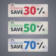 Scissors cutting coupons with discounts